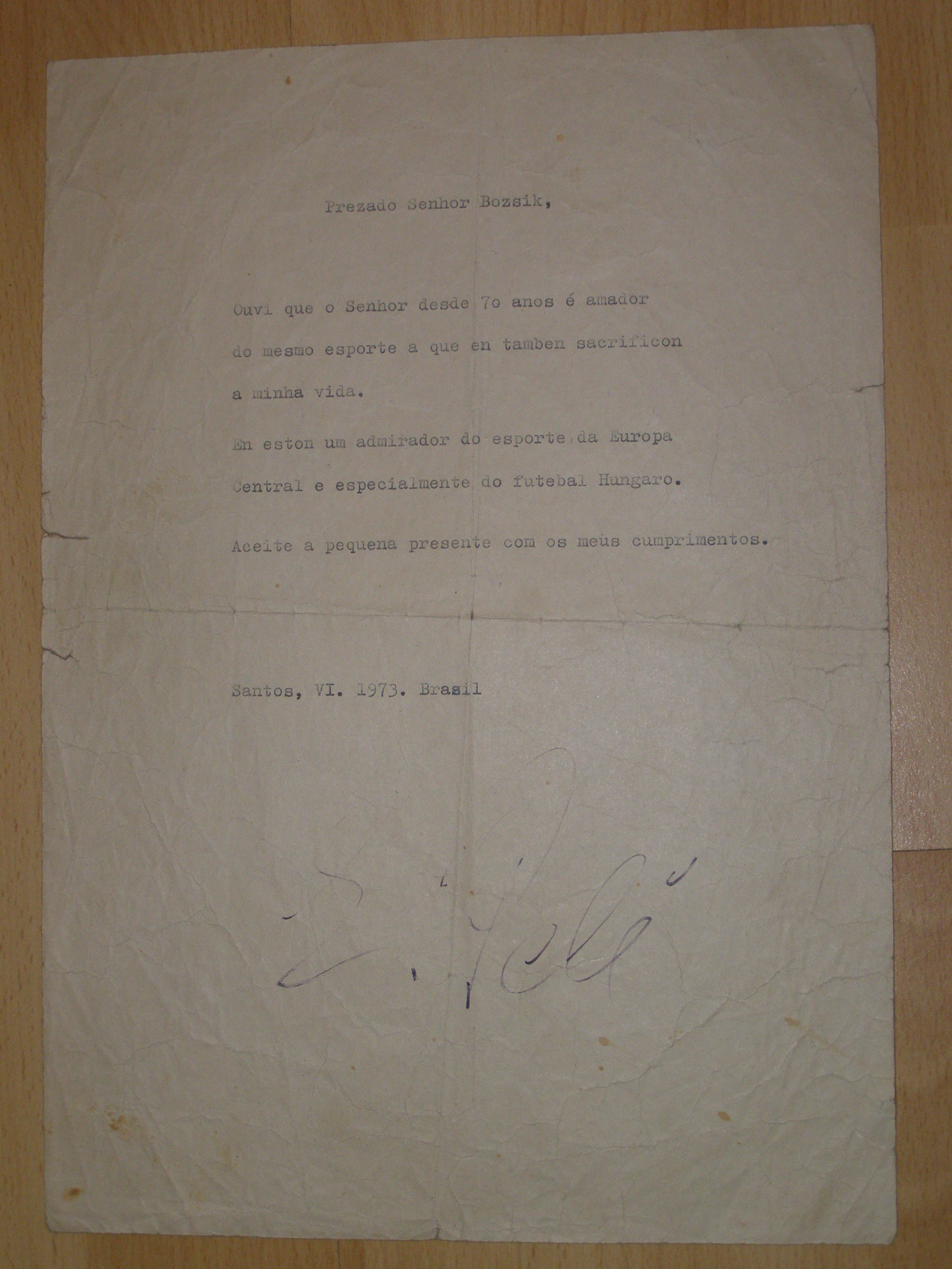 Darovací list od Pelého - Letter from Pele